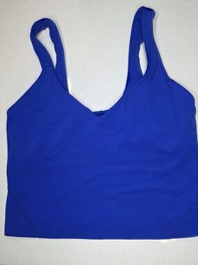 Lululemon Align Tank Top Blue Poolside Size 4 Nulu Cropped Built-in Bra